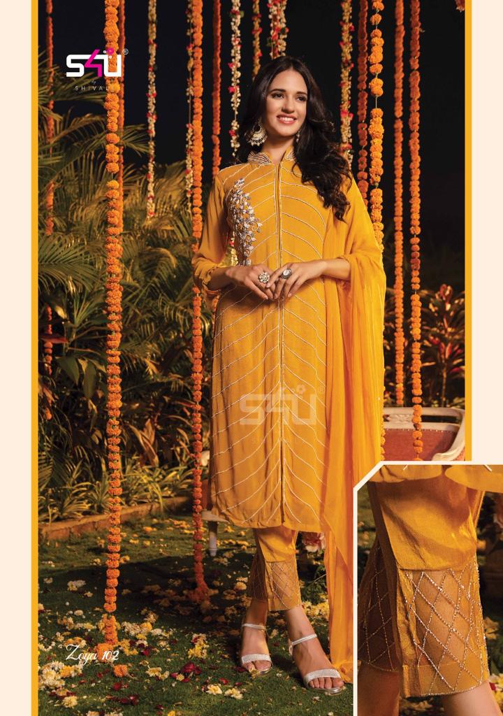 S4u Zoya New Exclusive Wear Georgette Kurti Pant With Dupatta Readymade Collection